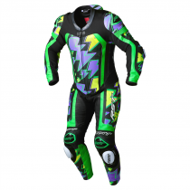 RST Pro Series Evo Airbag Leather Suit - Neon Green/Purple Bolt