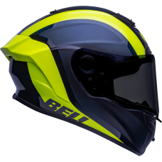 Bell Street 2023 Race Star Flex DLX Adult Helmet (Tantrum 2 Matte Gloss Dark Blue/Hi-Viz Yellow)