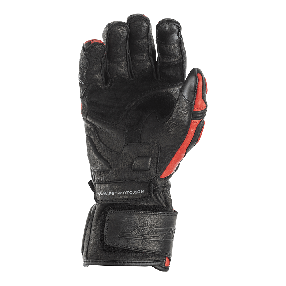 Black Red RST Leather Motorcycle Gloves > RST GT CE Armoured Motorbike Sports 